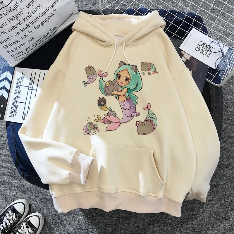 Sweatshirt Clothes Female Hood Oversized