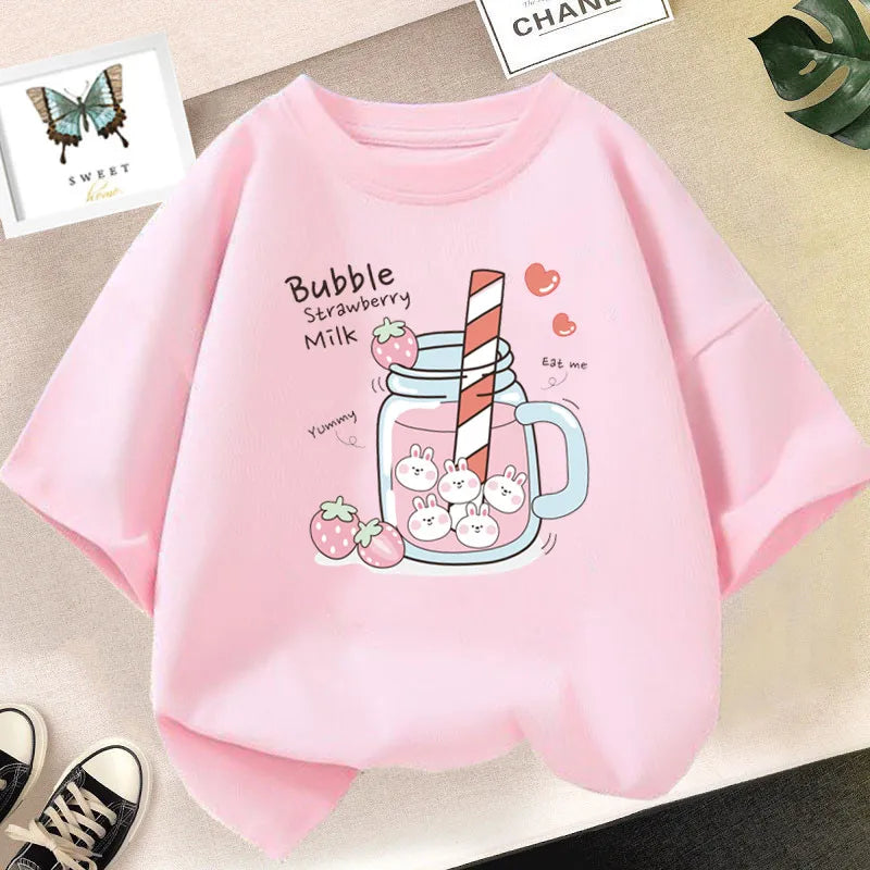 Strawberry Girls Aesthetic Pink Tops Tee