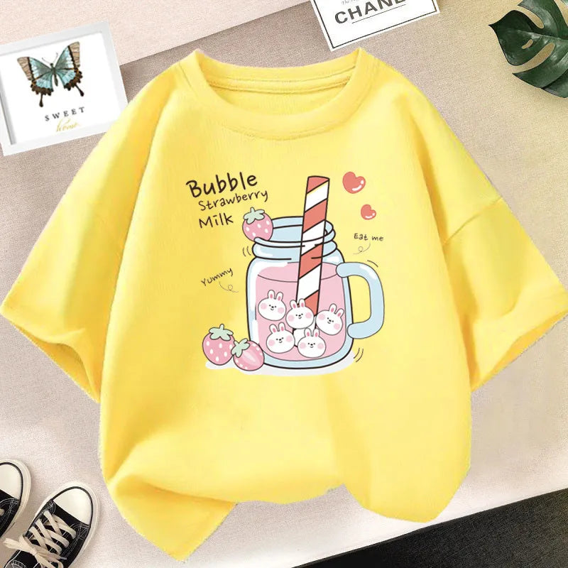 Strawberry Girls Aesthetic Pink Tops Tee