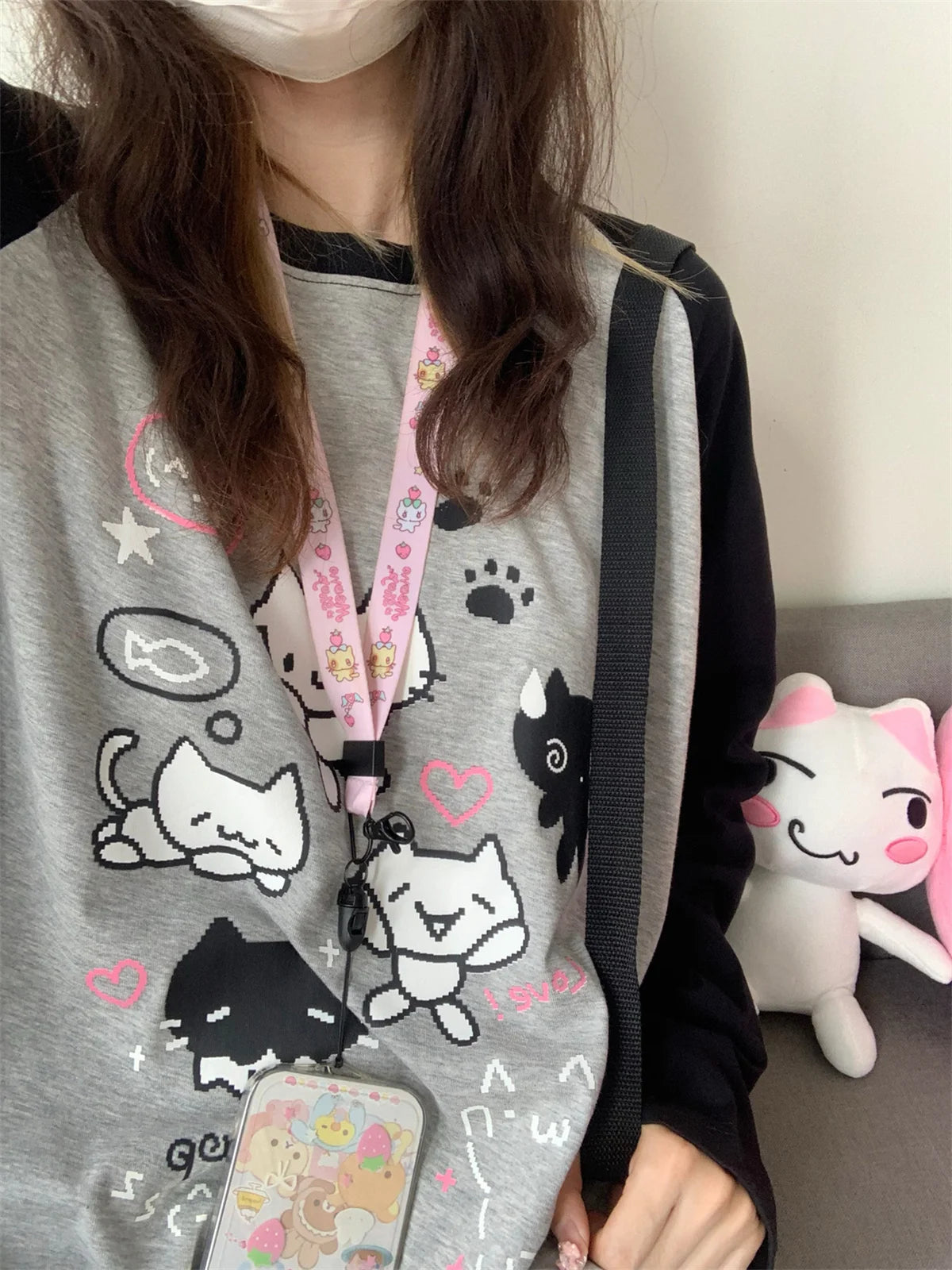 Aesthetic Cute All Match O Neck Tops Hip-hop