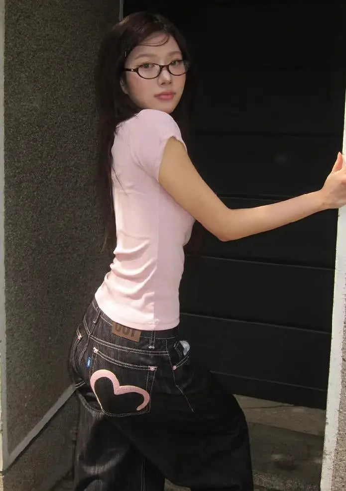 Korean Mom Jeans Punk Retro