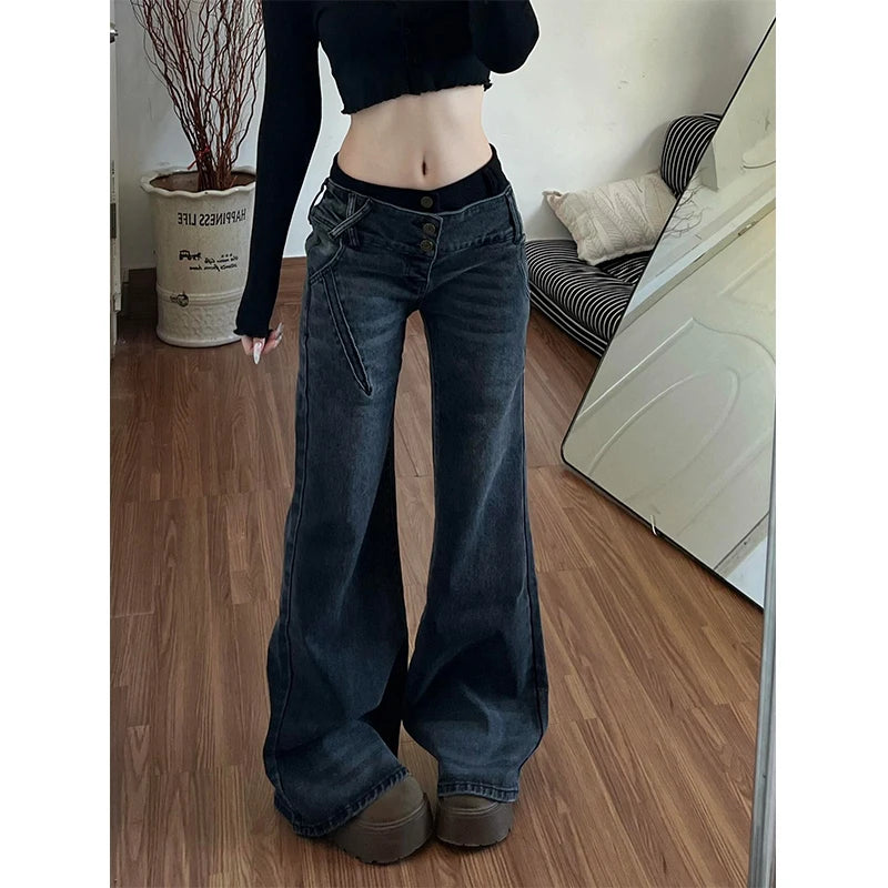 Spicy Girl Design Washed Micro Flared Pants