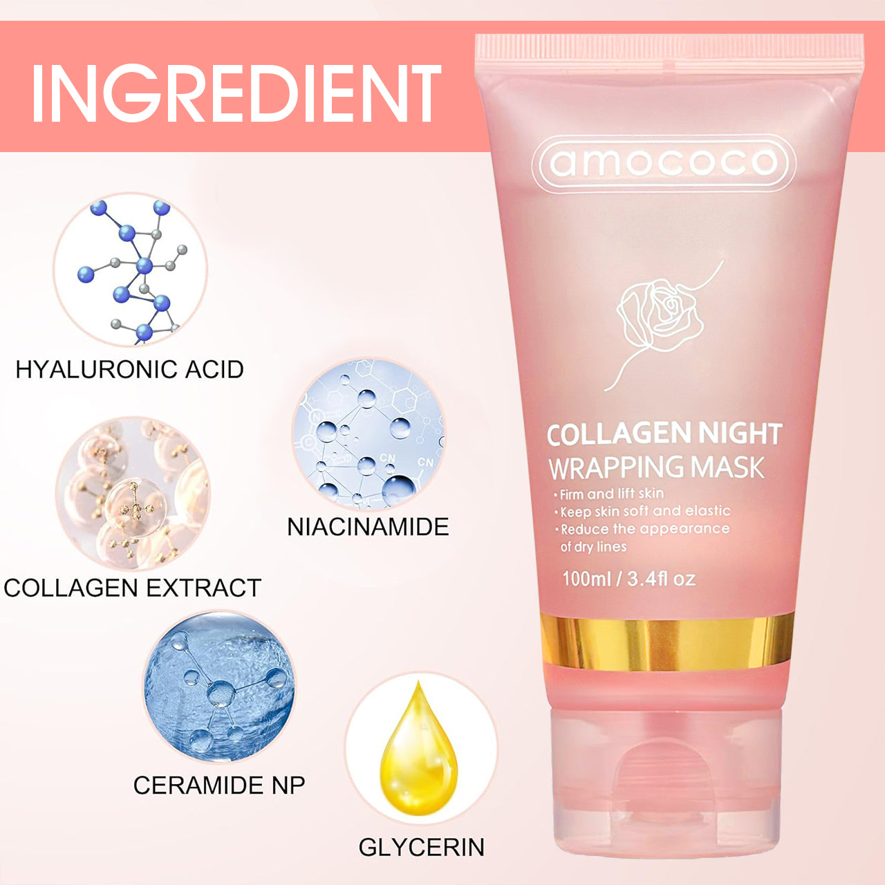 Only Supports Self Pickup With Waybill Collagen Night Wrapping Mask Firm & Lift Skin, Keep Soft & Elastic, Reduce Dry Lines